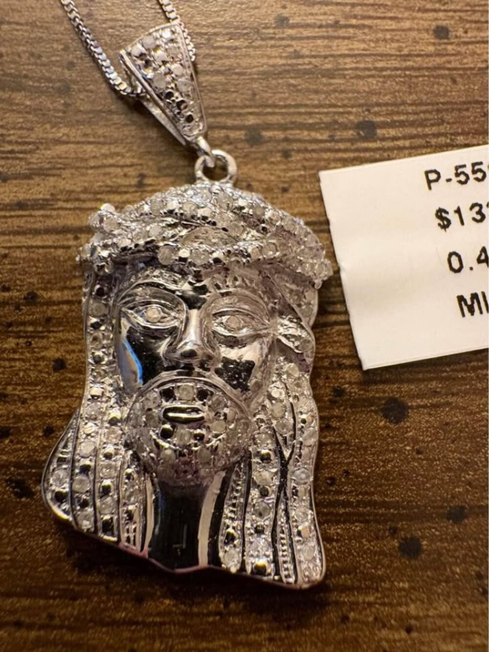 0.45ct Natural Diamond Jesus Piece Pendant Necklace
